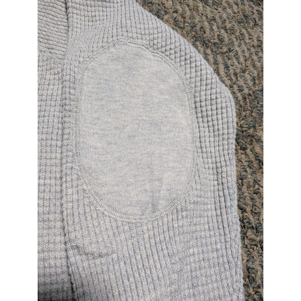 Grayers Clothiers Mens XL Gray Waffle Knit V-Neck Sweater Elbow Patches Merino - Picture 2 of 5